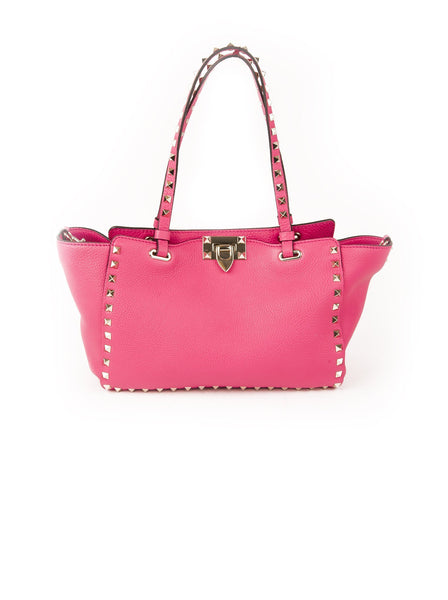 Small Rockstud Trapeze Tote - Fuschia