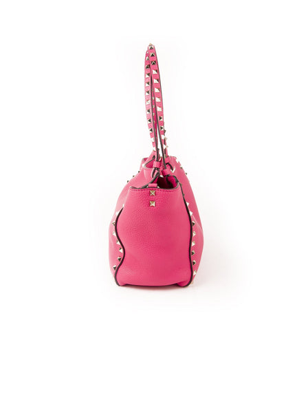 Small Rockstud Trapeze Tote - Fuschia