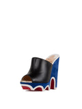 Mulacramp 140 Leather Wedge Mules - Black / Blue / White