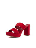 Suede Double Strap 90mm Sandal - Red