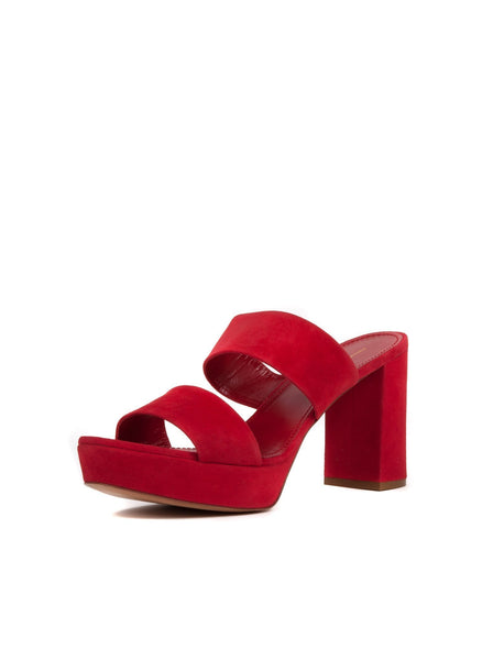 Suede Double Strap 90mm Sandal - Red