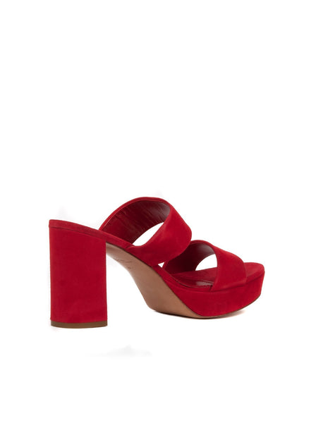Suede Double Strap 90mm Sandal - Red