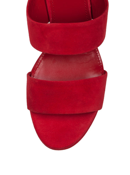 Suede Double Strap 90mm Sandal - Red