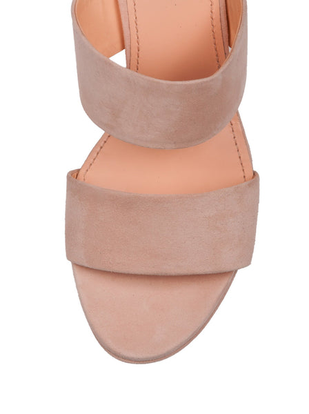 Suede Double Strap 90mm Sandal - Light Pink