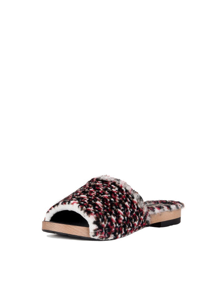 Orylag Fur and Lambskin Mules - Tweed Print