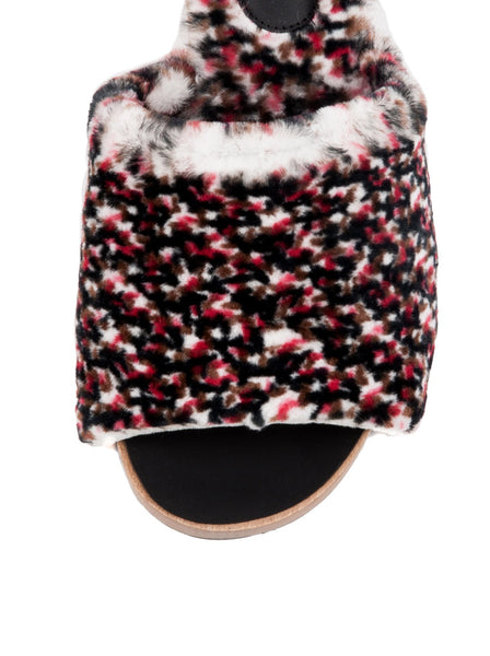 Orylag Fur and Lambskin Mules - Tweed Print