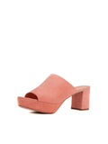 Suede Platform 65mm Peep Toe Mule - Coral
