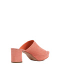 Suede Platform 65mm Peep Toe Mule - Coral
