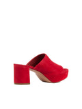 Suede Platform 65mm Peep Toe Mule - Red