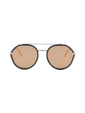 Dior - 0219S Round Aviator Sunglasses - Black Palladium / Orange Mirrored - ForwardModa