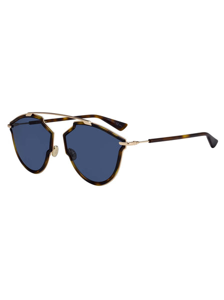 So Real Rise Sunglasses - Dark Havana & Gold / Blue