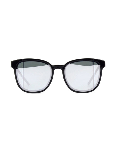 Step Geometric Sunglasses - Black / Gray Extra White Mirrored