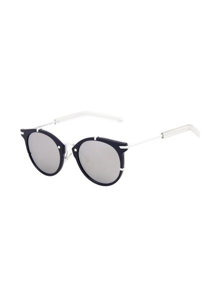 Dior - 0196S Round Sunglasses - Blue Matte White / Extra White Mirrored - ForwardModa