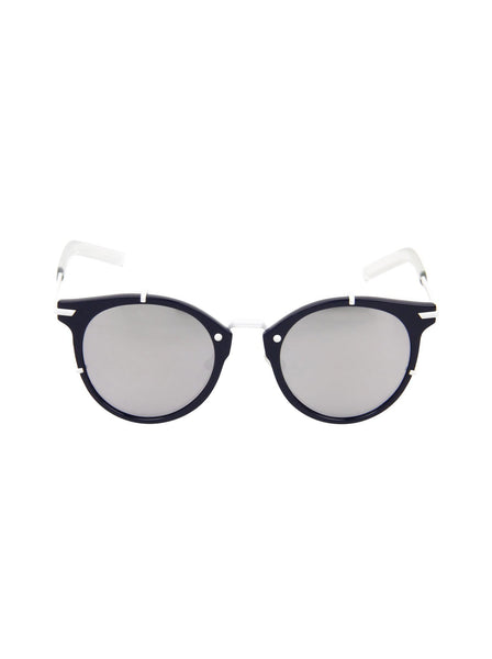 Dior - 0196S Round Sunglasses - Blue Matte White / Extra White Mirrored - ForwardModa