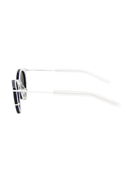 Dior - 0196S Round Sunglasses - Blue Matte White / Extra White Mirrored - ForwardModa