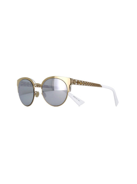 Dior - Amani Small Cat Eye Sunglasses - Gold / Extra White - ForwardModa