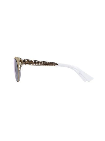 Dior - Amani Small Cat Eye Sunglasses - Gold / Extra White - ForwardModa