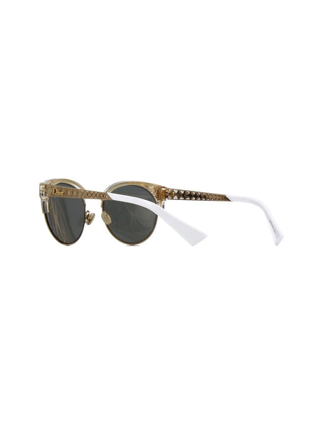 Dior - Amani Small Cat Eye Sunglasses - Gold / Extra White - ForwardModa