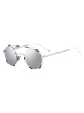 Synthesis01 Round Sunglasses - White Red / Gray Silver Mirrored