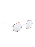 Synthesis01 Round Sunglasses - White Red / Gray Silver Mirrored