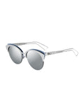 Dior - Amaclub Cat Eye Sunglasses - Silver Matte Blue / Gray Silver Mirrored - ForwardModa