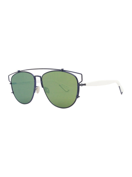 Technologic Sunglasses - Navy / Ivory / Green Mirrored