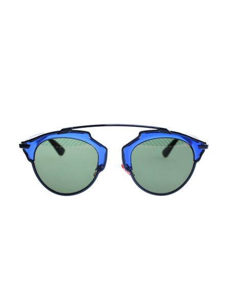 Soreal Aviator Sunglasses - Blue Black / Green Light Rose Gold Mirrored