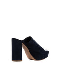 Suede High Heel Peep Toe 110mm Mule - Navy