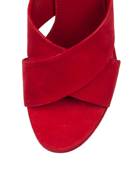 Suede Crossover 110mm Sandal - Red