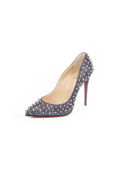 Follies Spikes Denim Pumps - Denim / Silver