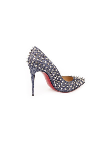 Follies Spikes Denim Pumps - Denim / Silver