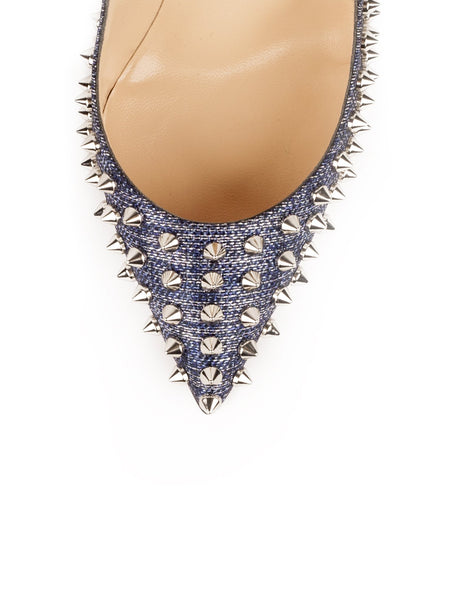 Follies Spikes Denim Pumps - Denim / Silver