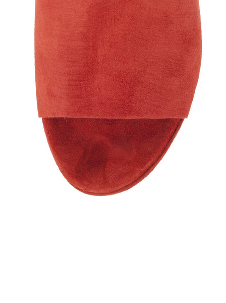 Suede Platform 90mm Peep Toe Mule - Brick