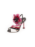 Miu Miu - Color-Block Flower Applique Ankle Strap Sandal - White / Pink - ForwardModa