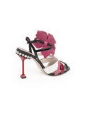 Miu Miu - Color-Block Flower Applique Ankle Strap Sandal - White / Pink - ForwardModa