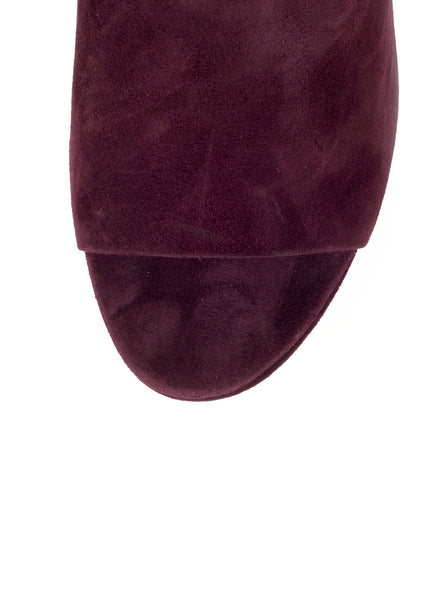 Suede High Heel Peep Toe 110mm Mule - Plum
