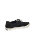 Flame-Applique Distressed Canvas And Suede Trainers - Black