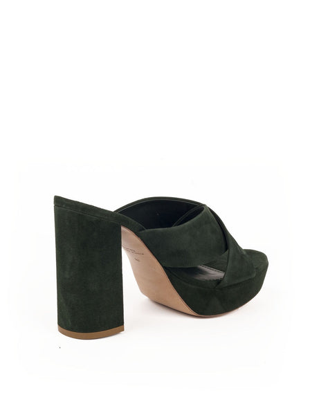 Suede Crossover 110mm Sandal - Moss Green