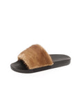 Mink Fur Slide Sandal - Brown