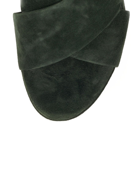 Suede Crossover 110mm Sandal - Moss Green