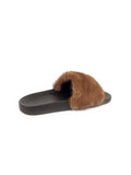 Mink Fur Slide Sandal - Brown