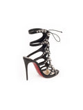 Christian Louboutin - Amazoubille Bauble Stud Gladiator Sandal - Black / Silver - ForwardModa