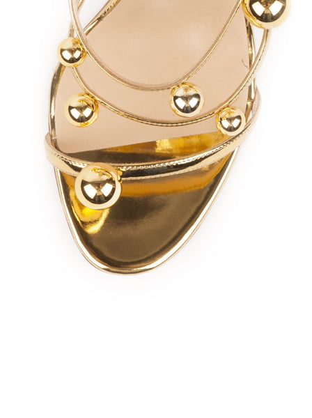 Christian Louboutin - Atonana Metallic Patent Strappy Bauble Sandal - Gold - ForwardModa