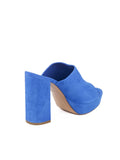 Suede High Heel Peep Toe 110mm Mule - Royal Blue