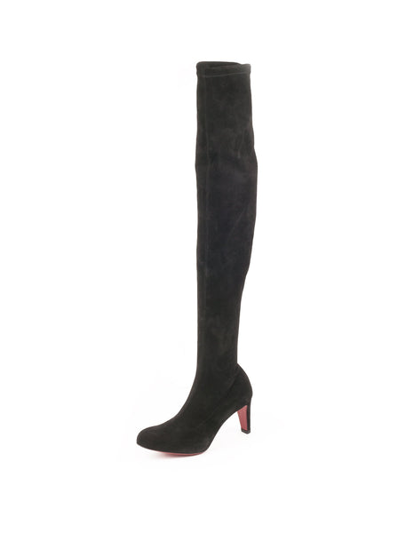 Christian Louboutin - Alta Top Suede Over The Knee 70 Boot - Black - ForwardModa