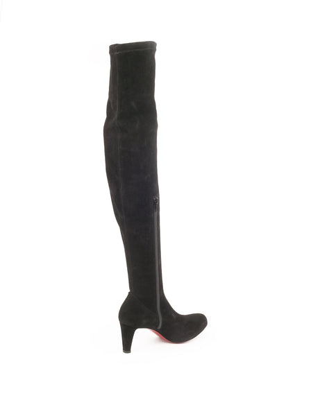 Christian Louboutin - Alta Top Suede Over The Knee 70 Boot - Black - ForwardModa