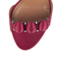 Studded Satin Bombe Sandals - Red