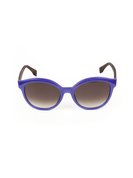 Round Cat Eye Sunglasses - Blue / Havana