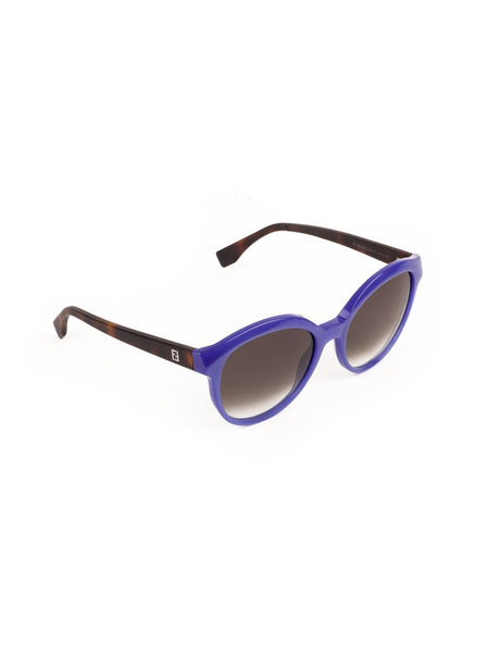Round Cat Eye Sunglasses - Blue / Havana
