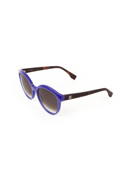 Round Cat Eye Sunglasses - Blue / Havana